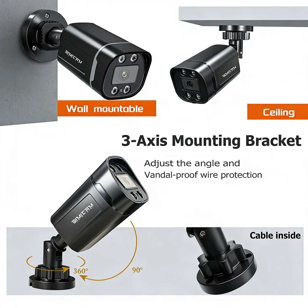 4K Poe IP Security Camera Outdoor Indoor Option 4MP/5MP/8MP Audio Night Vision WaterProof Surveillance Camera Onvif for NVR