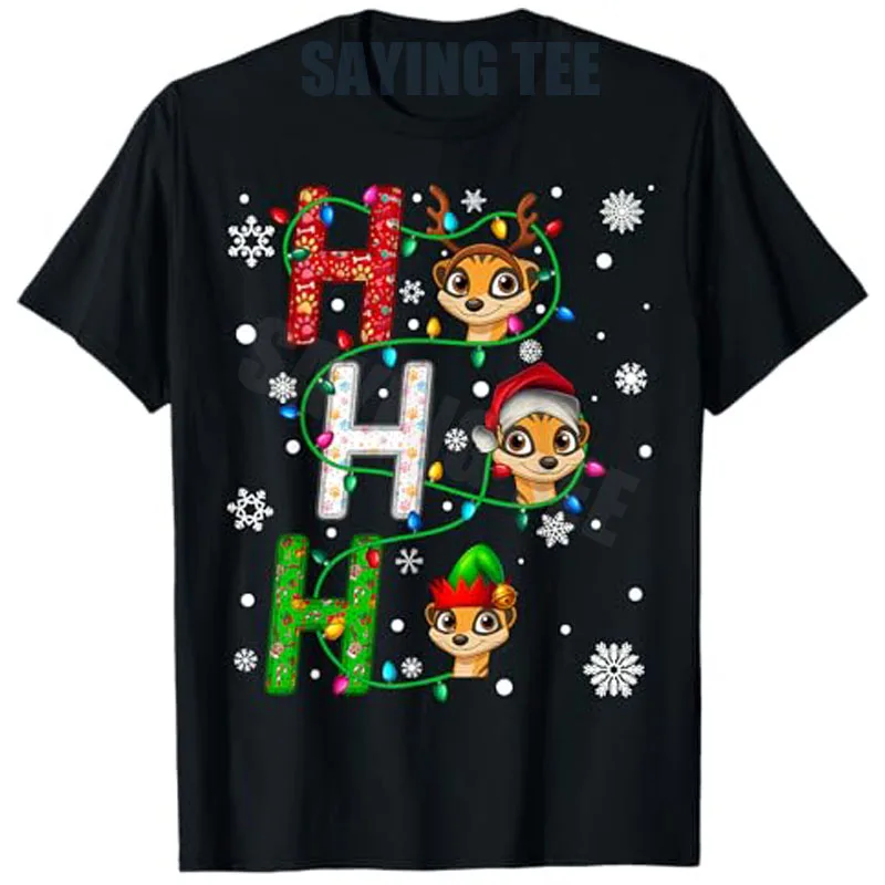 

Одинаковая рождественская шляпа Санта-Клауса Ho Ho Ho Meerkat Рождественская футболка с животными Meerkat Lovers Рождественский костюм Новинка подарков Милые футболки с эльфом