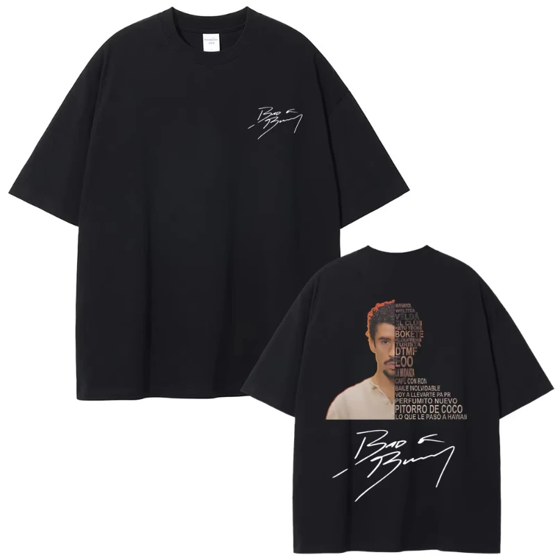 2025 Summer Rapper Bad Rabbit Face T-shirt Peter Tirard FOToS DTMF Graphic T-shirt Male Hip-hop Casual Oversized Cotton T-shirt.