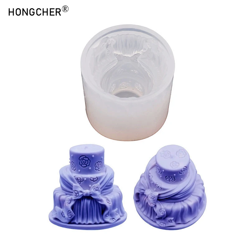 Mini 3D Kuchenförmige Kerzen-Silikonform für Schokoladenkuchen und Dessert-Dekorationen