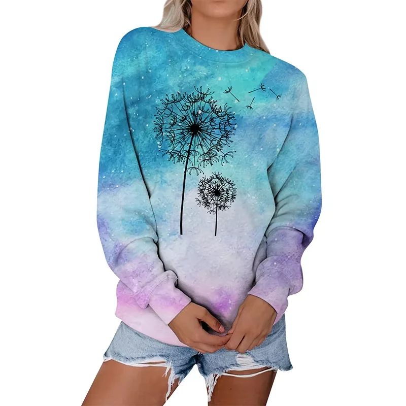 

Толстовки с 3D принтом одуванчика, женские модные толстовки с длинными рукавами, уличная одежда больших размеров, женские пуловеры, толстовка с капюшоном Y2k, женская одежда