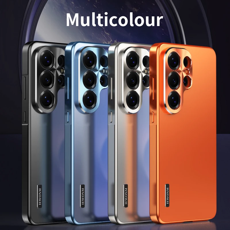 

For Samsung Galaxy S26 Ultra Case Fasion Frosted PC +Aluminum Alloy Metal Frame Camera Protection Bumper for S26 Ultra