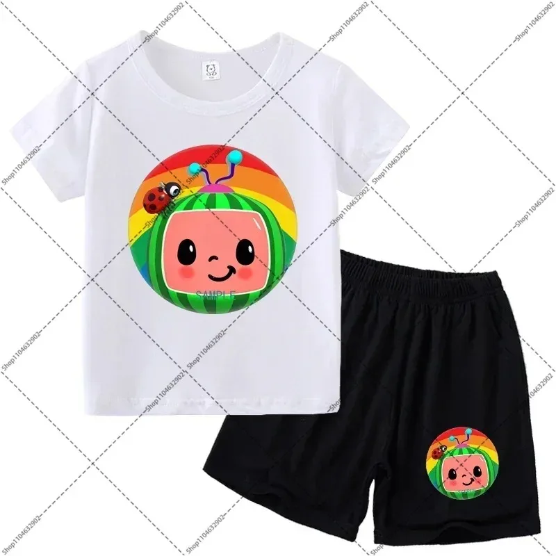 Cocomelon Set Baju Anak Musim Panas Celana Kaus Bayi Laki-laki Setelan Lengan Pendek Anak Perempuan Setelan Baju Anak Balita Hadiah Ulang Tahun