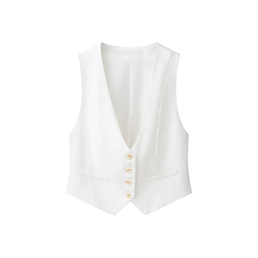 ملابس نسائية جديدة لعام 2025، كلاسيكية، عصرية، عالية الخصر ورقيقة بلون سادة من الكتان، بدلة بناطيل Deux-pices