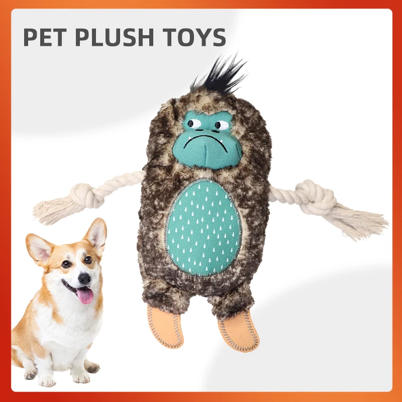 

Funny Simulated Animal No Stuffing Dog Toy with Gorilla Durable Stuffingless Plush Squeaky Dog Chew Toy Crinkle Pet Squeak Toy