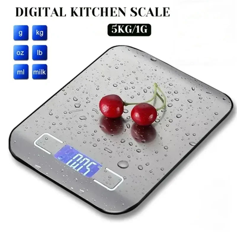 5KG Kitchen Scale Stainless Steel Portable Food Scale LED Electronic Scales Jewelry Baking Weight Digital Scale