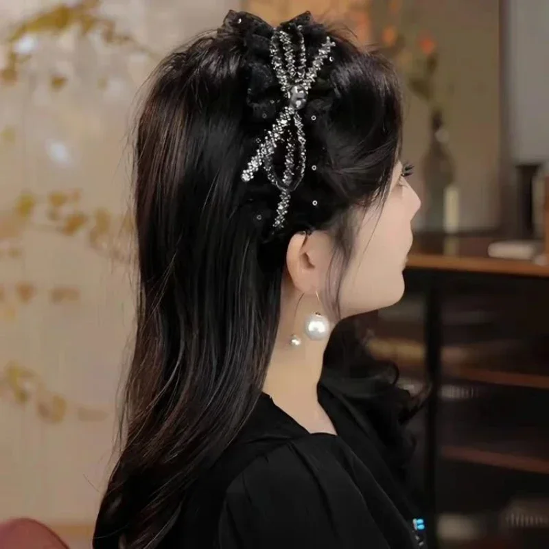 

Ladies Sequins Mesh Hairband New Headwear Korean Style Rhinestone Bow Hair Styling Tools Women Hair Accessories Female Hair Clip