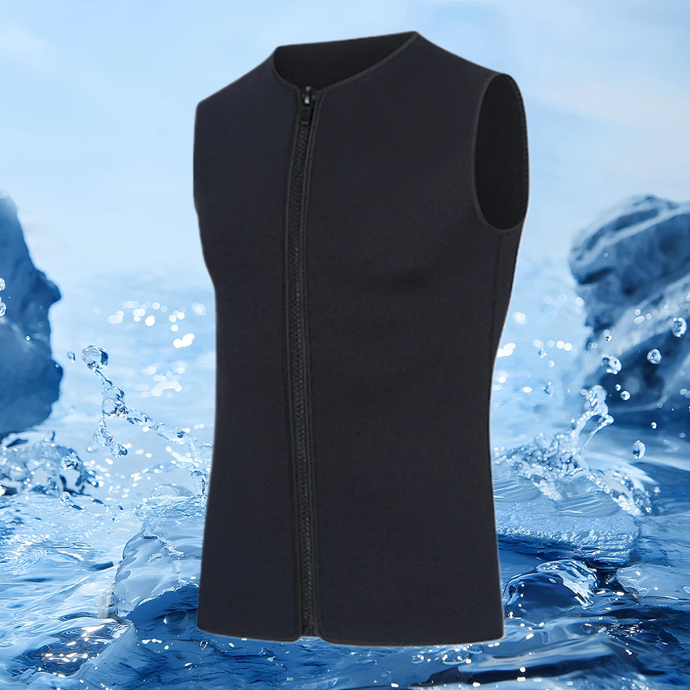 

Men Wetsuit Top 3mm Neoprene Wetsuit Vest with Front Zipper Elastic Swim Vest for Swimming Diving