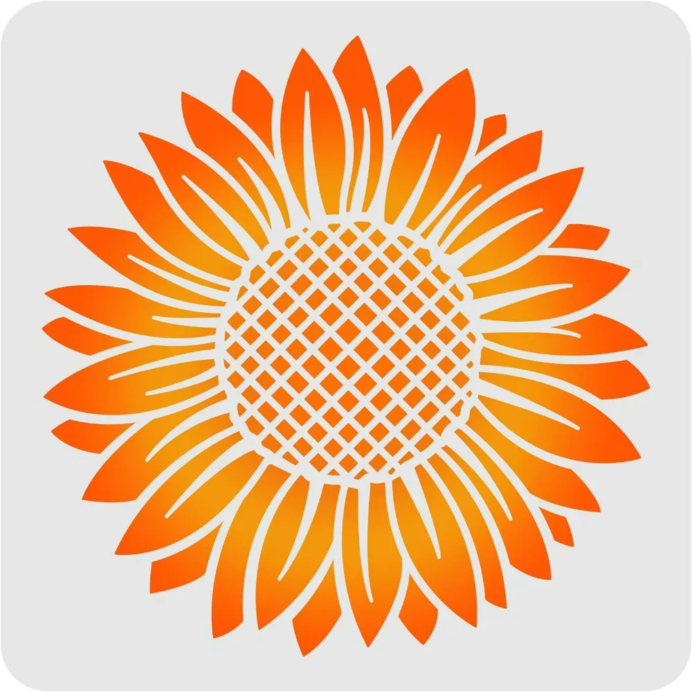 Sunflower Stencil Template 30x30cm/11.8x11.8inch Plastic Large Flower Drawing Painting Stencils Square Reusable Stencils