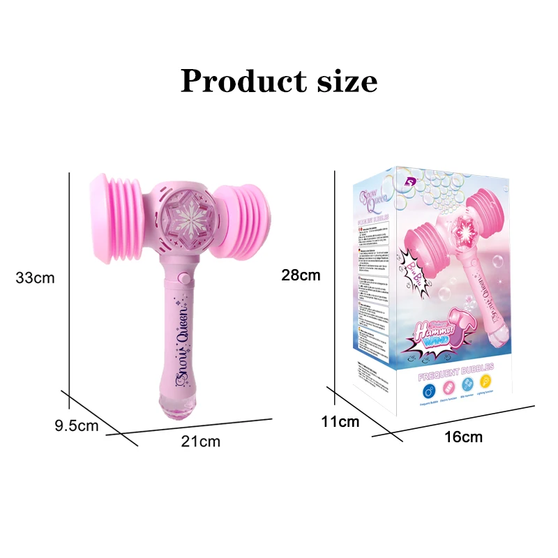 2 In 1 Toy Hammer Automatic Bubble Machine, Princess Toys, For Girls Over Three Years Old Outdoor Party Toys (No Batteries And B