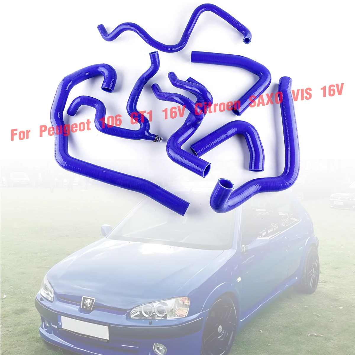

7pcs Blue For Peugeot 106 GT1 / Citroen SAXO VTS 16V High Performance Car Silicone Turbo Boost Hose Kit