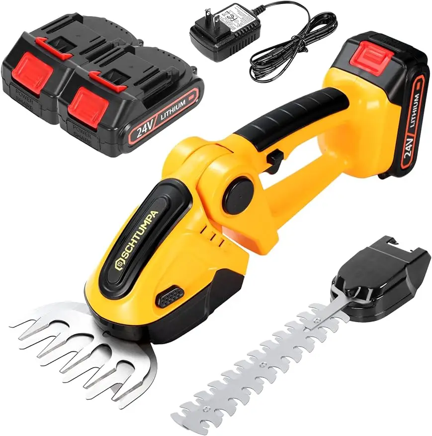 

24V 1260-RPM Cordless Grass Shears 2-in-1 Mini Hedge Trimmer Cordless Handheld Grass Trimmer Cordless Electric Bush Trimmer