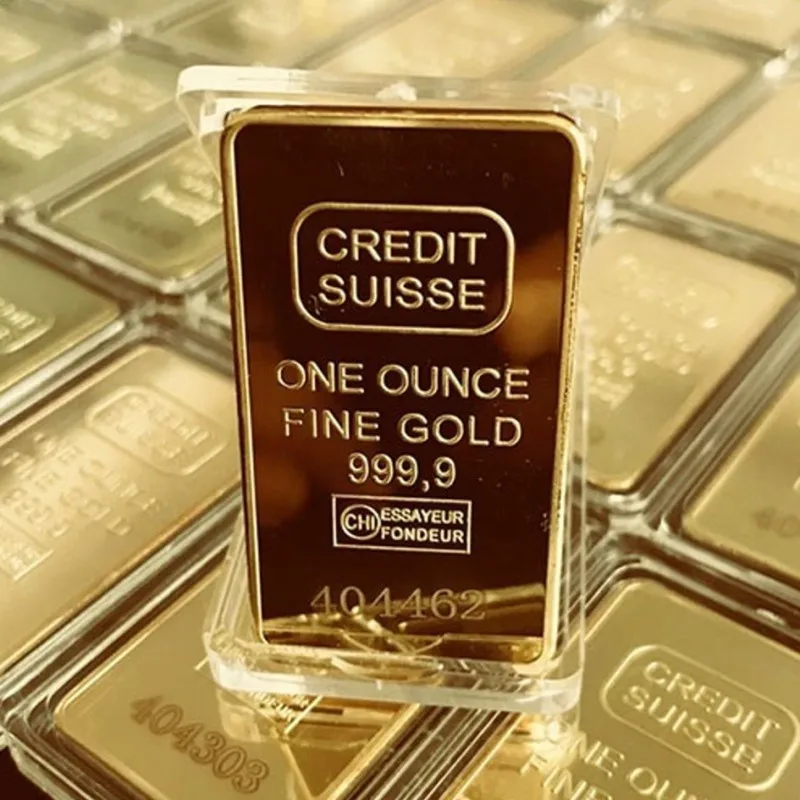 1/5/10/20pcs 1 Oz Suisse Gold Bar Gold Bullion Swiss Gold Bars Replica Gold Bullion with Different Serial Laser Number