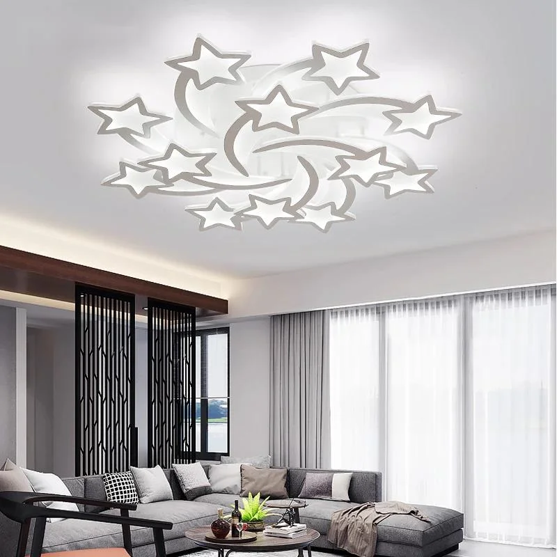 Imagem -03 - Simples Led Acrílico Estrela Lustres com Controle Remoto Luzes Reguláveis Home Lighting Decor Sala de Estar Sala de Jantar Quarto