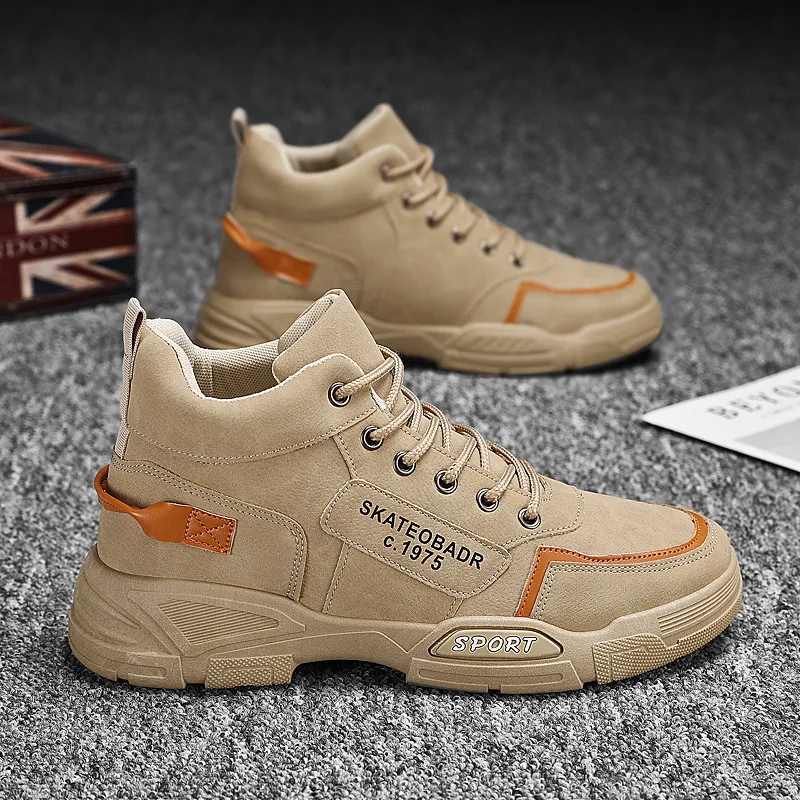 

Men's High Top Boots Platform Casual Shoes Non Slip Comfortable Hiking Boots for Men Outdoor Working Shoes Lace-up Ankle Boots