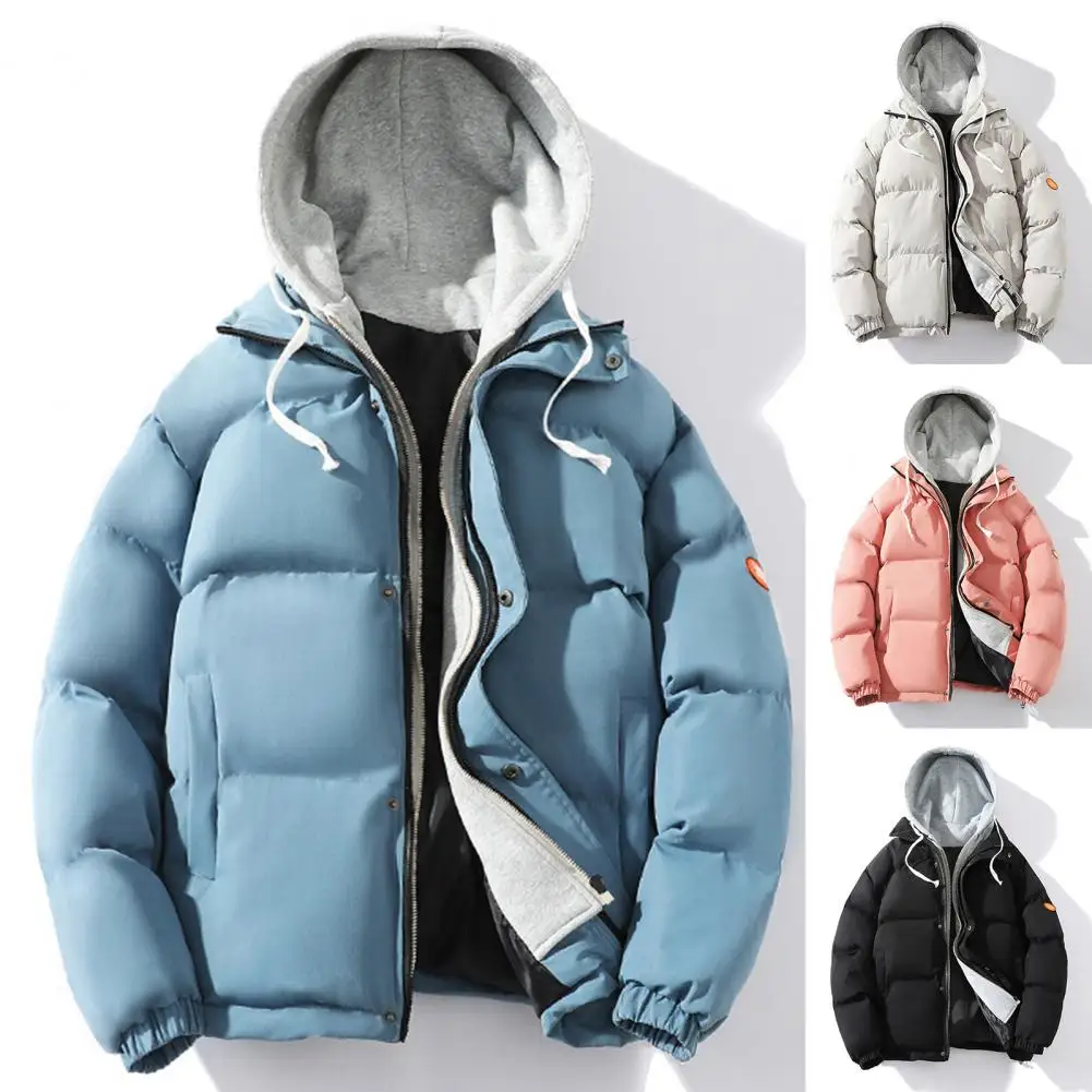 Unisex Jacket  Hooded   Couple Coat Couple Fake Two Piece Cotton Padded Coat