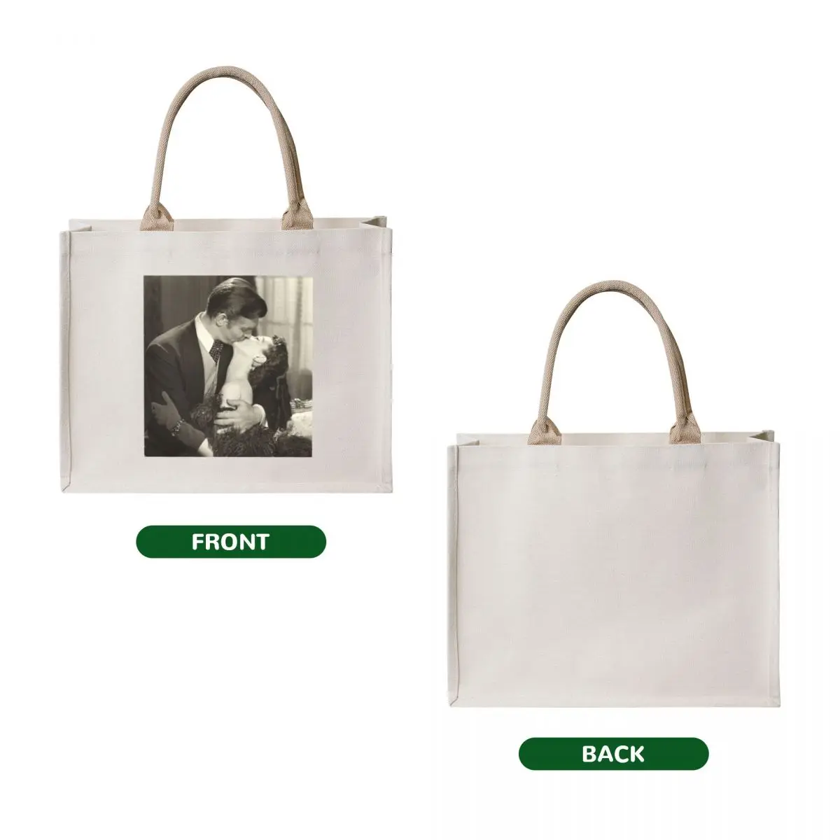 Gone With The Wind Kiss Photo Tote Bag reusable shopping bags tote bag men's Big bag women