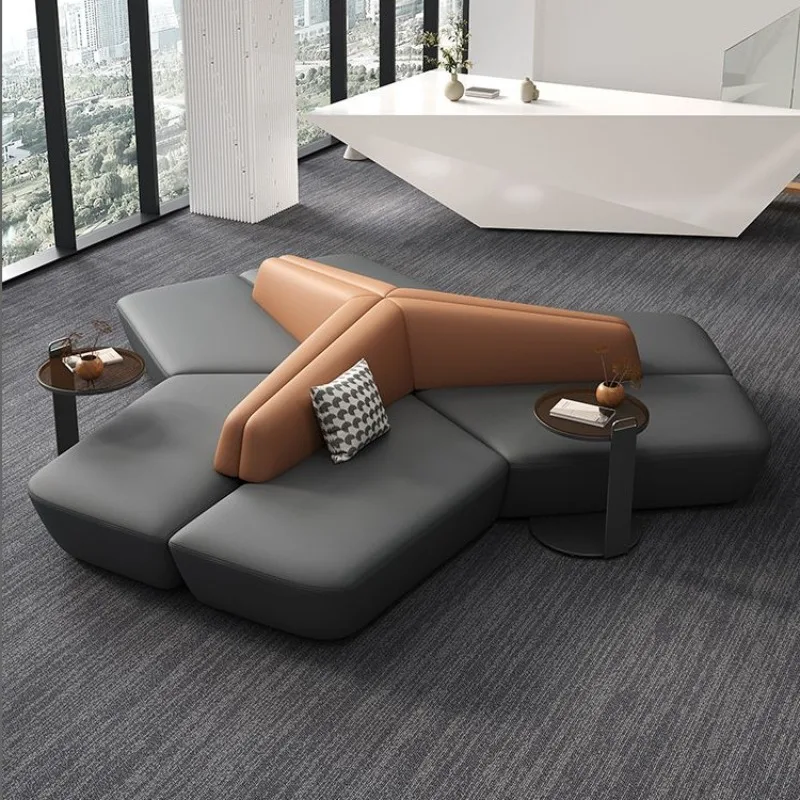 

Sales Office Negotiation Sofa Hotel Lobby Lobby Business Reception Meeting Bank Rest Area Waiting Leather Art Sofa