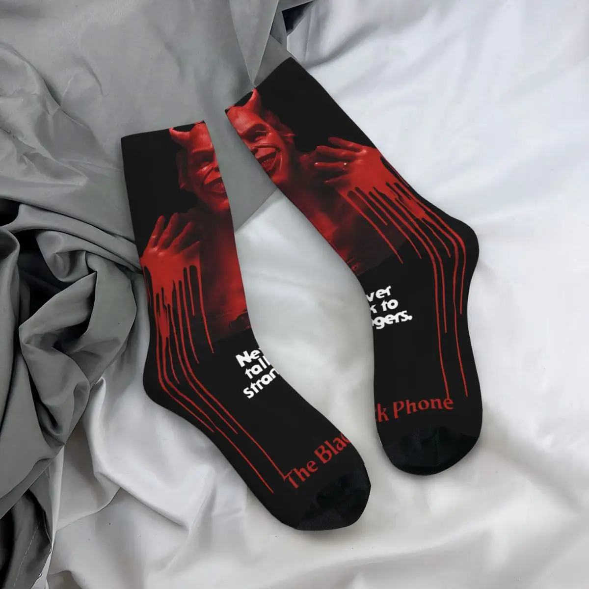 Happy Funny Blood Men's Socks Retro Harajuku T-The Black Phone Hip Hop Novelty Seamless Crew Crazy Sock Gift Printed