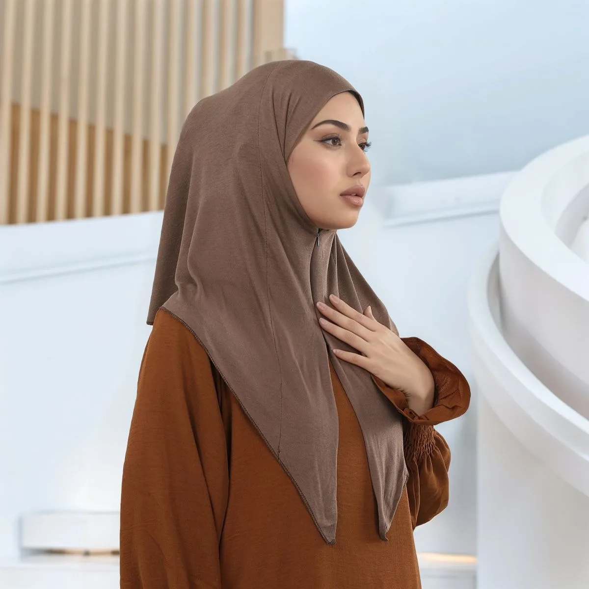 Muslim Women Zipper Hijab Amira Islam Prayer Hijabs Turban Instant Scarf Ramadan Niqab Pull On Shawl Head Wrap Headscarf Mujer