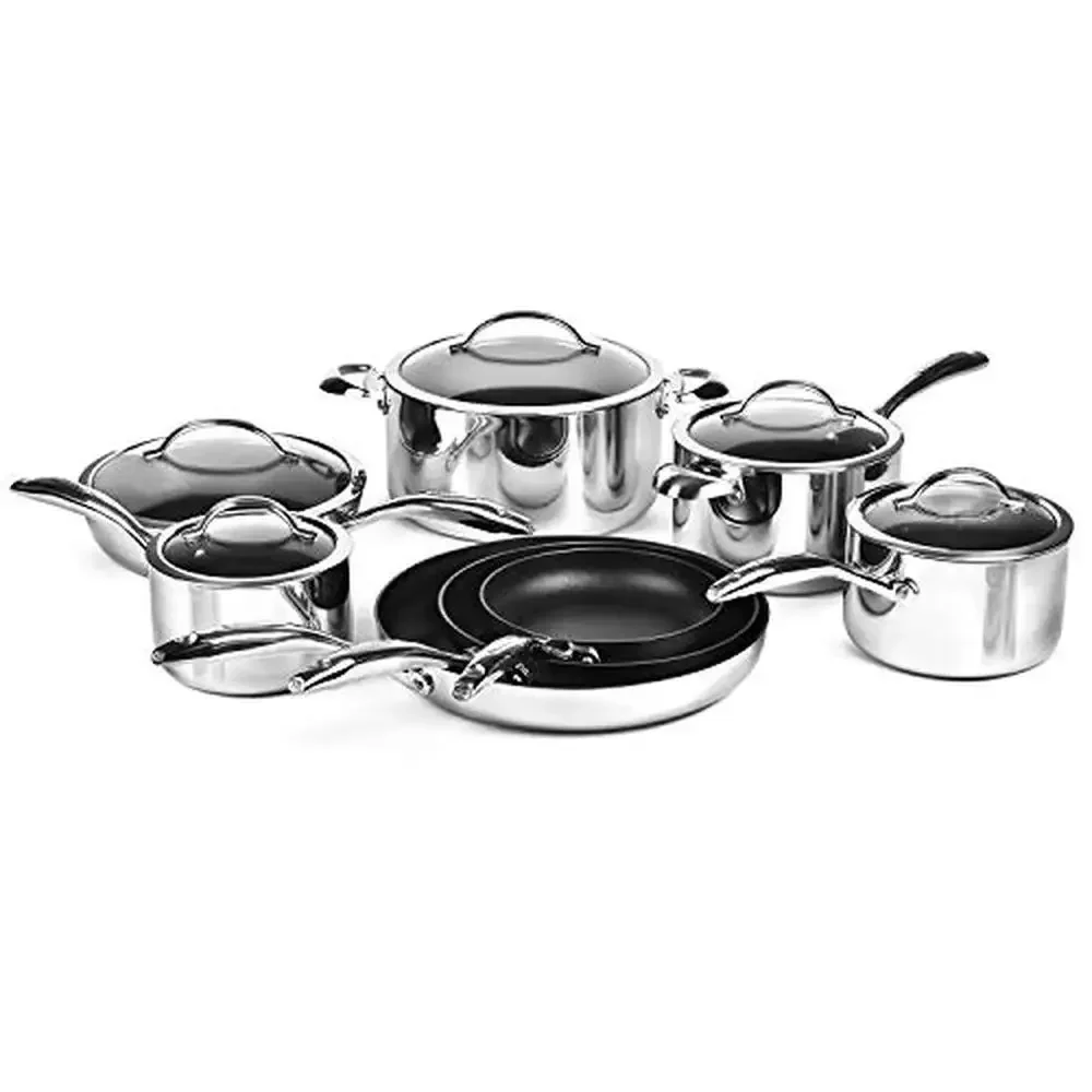 Stainless Steel Nonstick Cookware Set 13 Piece Kitchen Pots Pans Glass Lids Dutch Oven cooking induction Oven-SafeQString-125