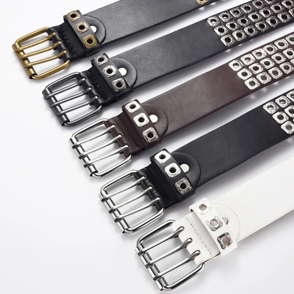 Innovative Fashion Square Beads, Willow Nails, Three Exhaust Eyes, Punk Street Cool, Personalized Men\'s and Women\'s Belts