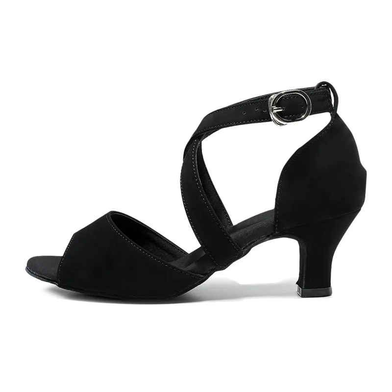 Retro Buckle Latin Dance Shoes Adult Square Dance Shoes Suede Fur Flat Shoes For Women Ballroom Dancing Sneakers