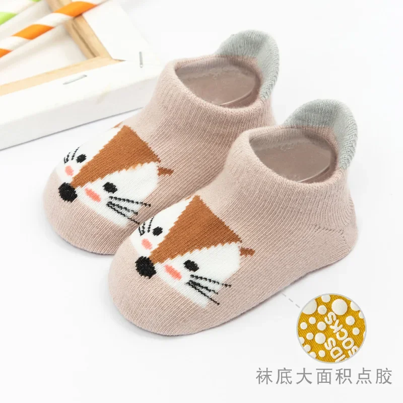 1 Pair Cartoon Animal Ankle Socks Baby Rubber Dispensing Anti-slip Floor Short Tube Sock for Infant Spring Autumn Cotton Sock