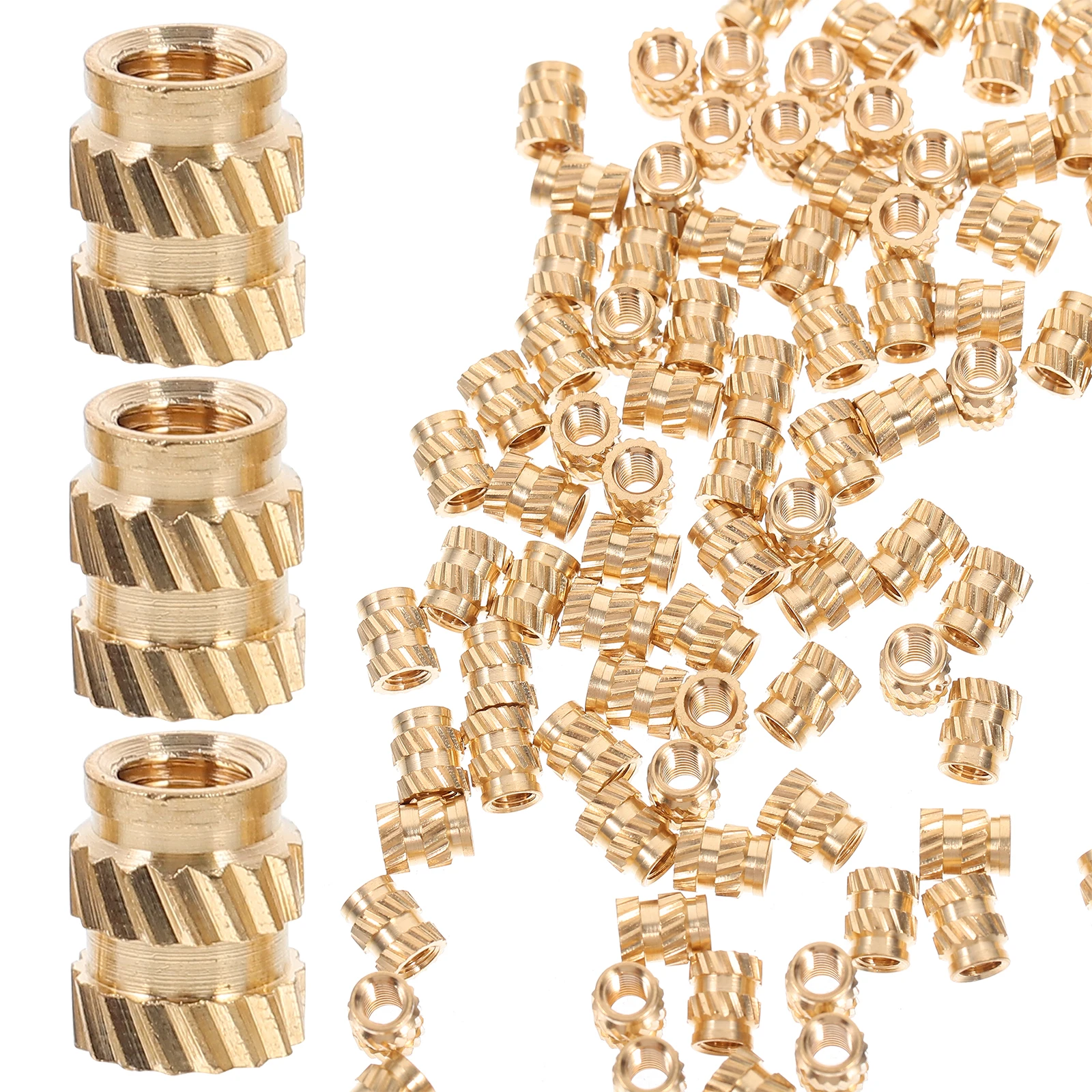 

100pcs Threaded Insert Nuts Knurled Brass Heat Set Female 4 5 6 Slope Embedment Nut for 3D Printing Plastic Laptop Car DIY