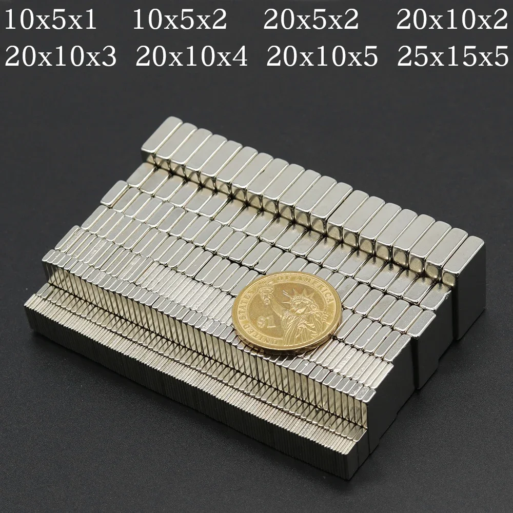 N35 Super Strong Neodymium Magnet Block NdfeB Powerful Permanent Magnetic imanes Refrigerator Magnets 20x10x2 20x10x3 20x10x5mm