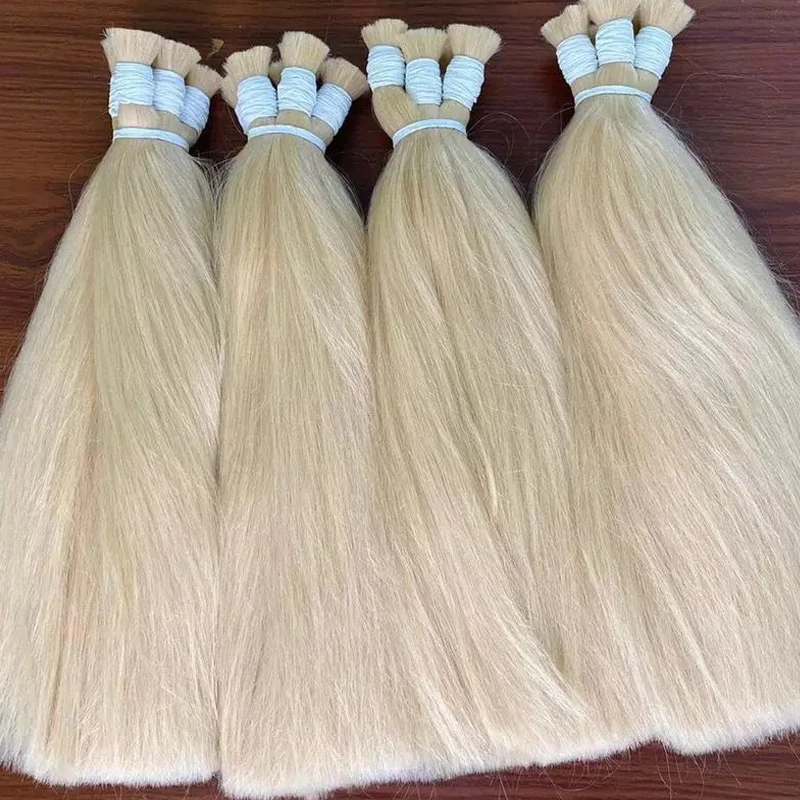 Shinehair 100% Real Human Hairs Blonde Honey Straight Bulk Virgin Hair Women 613 Hair Bundle 1B613 Hair Extensions For Braiding