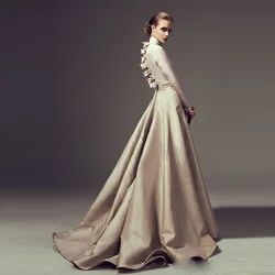 Arabic Champagne Maxi Skirt Women Floor Length Long Formal Skirt High Quality Evening Party Skirt For Women