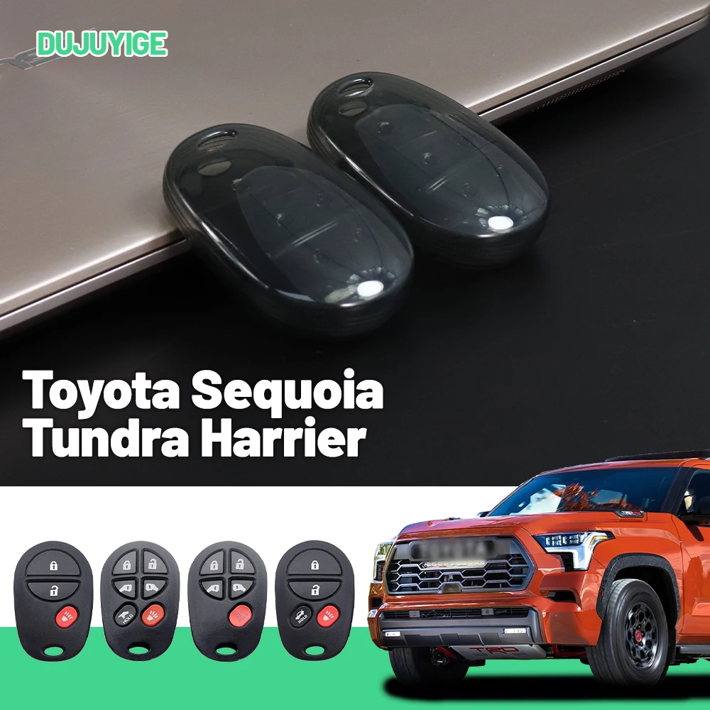Transparente TPU-Autoschlüsselhülle für Toyota Sequoia Tundra Harrier HiAce Tacoma Schlüsselanhänger-Schutzhülle Autozubehör.