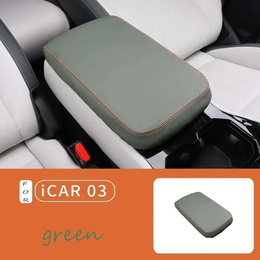 

FOR Chery ICar 03 2024 PU Leather Car Armrest Mat Center Console Arm Rest Protection Cushion Auto Armrests Storage Box Cover