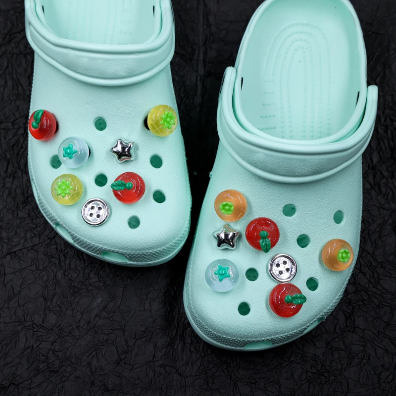 

[Kawaii Fruit Charms] 14-Pack Kawaii Resin Fruit & Vegetable Charms Suitable For Shoe Decoration Diy Shoe Accessories Xmas Gifts