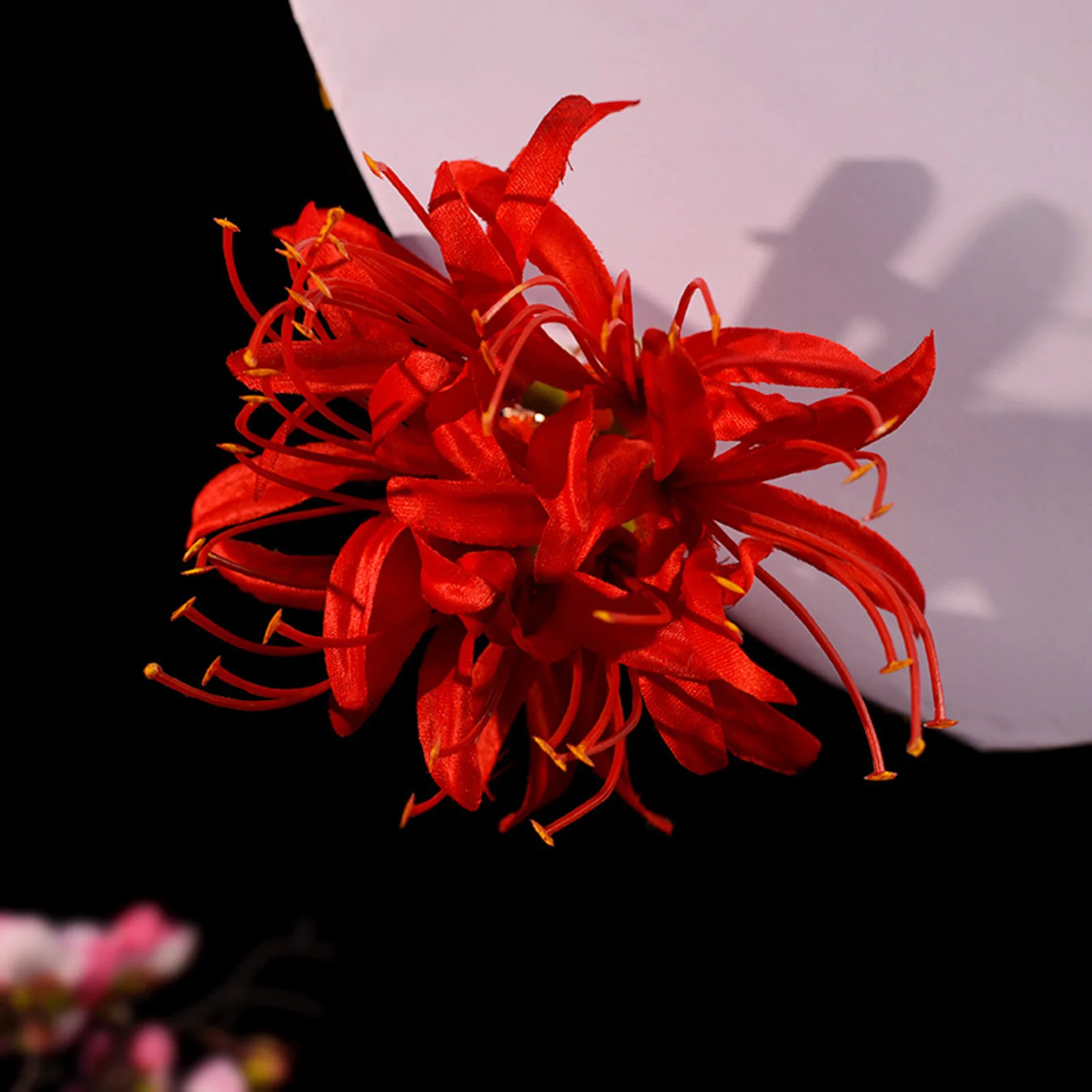 Simulated Flower Hairpin Fine Workmanship Red  Lily Tassel Hairpin for Thick Curly Hair Styling Decorative