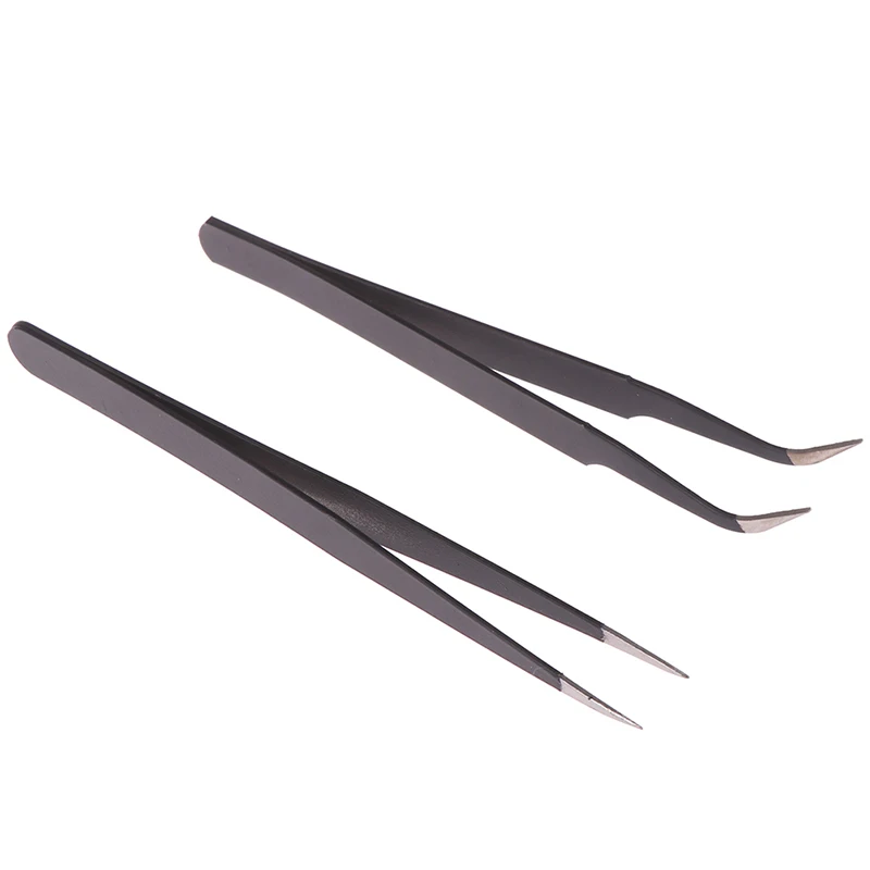 Excellent Quality Tweezers Bend+Straight New Stainless Steel Industrial Anti-static Cross Tweezers Eyelash Tweezers