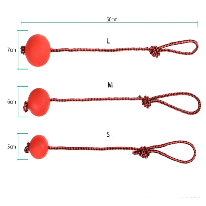 Bola de entrenamiento de goma sólida para masticar perros, juguetes para limpiar los dientes, pelota para masticar para cachorros, juego de mascotas, juguete de entrenamiento para masticar con mango de cuerda