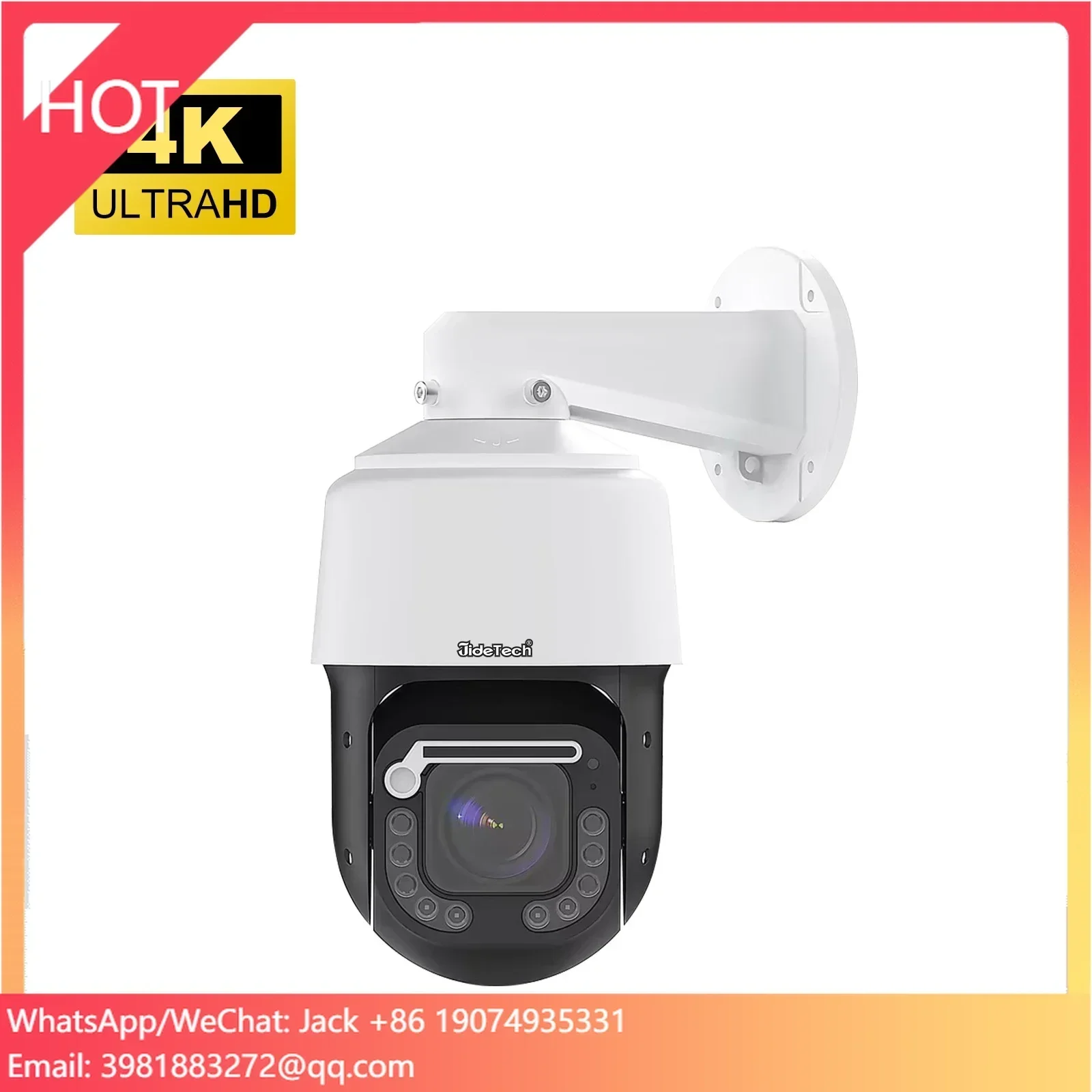 JideTech 8MP 30-кратный зум Высокоскоростная PTZ-камера безопасности POE 4K Поддержка экранного меню Дисплей Камера Открытый дисплей температуры Функция