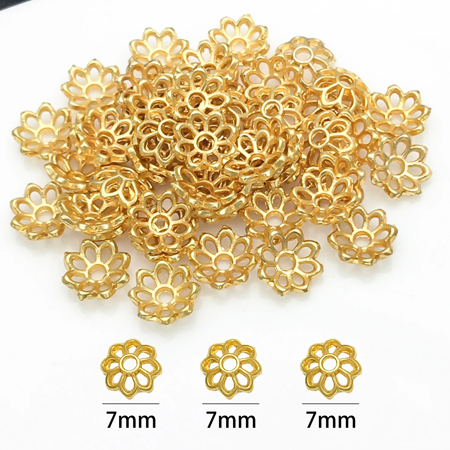 

10pcs 7mm Hollow Flower Petal End Caps Round Beads Caps Tessal Caps Jewelry Beads Making Supplies DIY Accessories