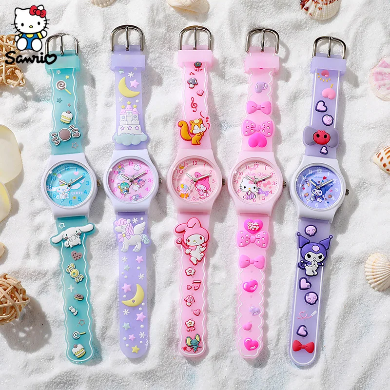 New Sanrio 3D Pattern Child Wrist Watch Cinnamoroll Watch My Melody Kuromi Cartoon Quartz Watch KT Student Watch Kids Gifts Toys