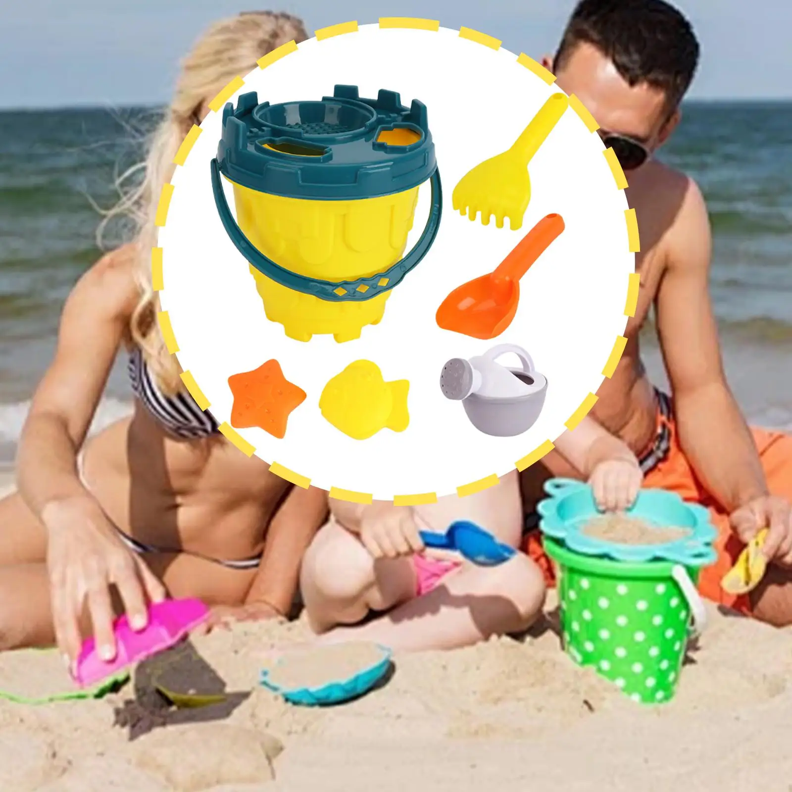 Kids Beach Toy Set Sand Toys Portable Birthday Gifts Bucket Spade Rake Sand Digging Tools for Children Travel Outdoor Summer