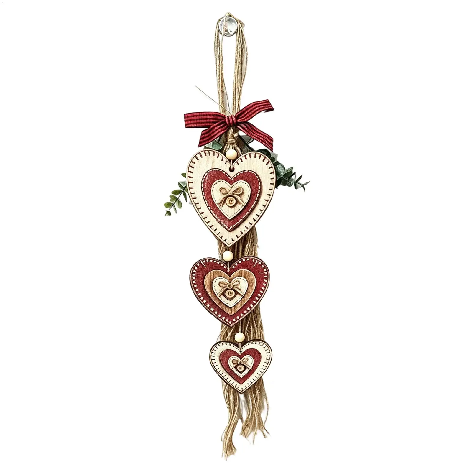 Hanging Heart Wall Decor With 5 Layers Of Wooden Hearts-Rustic Farmhouse Style Wall Hanging 5 Tiered Layered Heart home decor