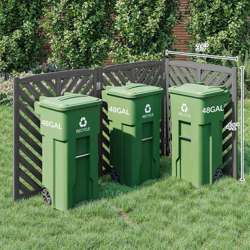 Privacy Air Conditioner Fence 3 Panels, Wooden Fence Panel Trash Can Enclosure Pool Equipment Generator for Outside Unit