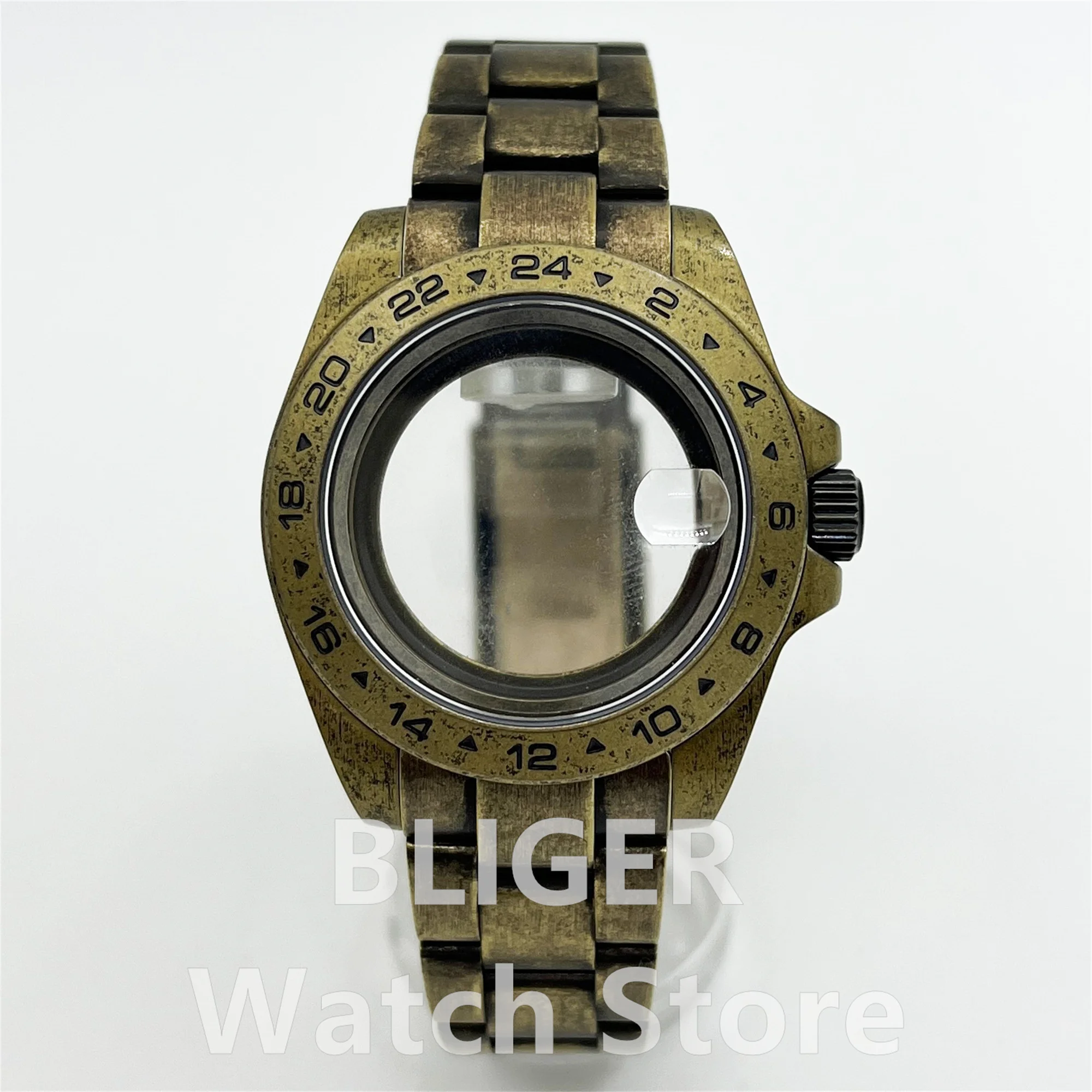 BLIGER Bronze Retro 40mm Watch Case Sapphire Crystal For Explore 2 Fit NH34 NH35 NH36 NH38 ETA2824 PT5000 Movement Screw Crown