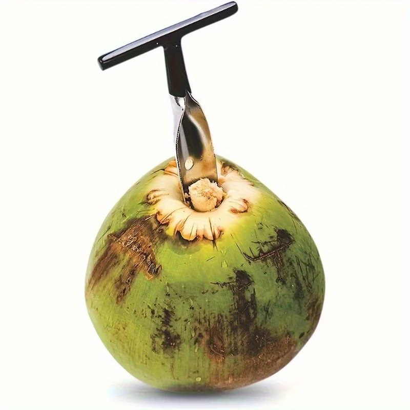 1/2PCS Stainless Steel Coconut Opener Portable Coconut Spatula Knife Punching Drilling Tool with Ergonomic Handle for Easy Nut