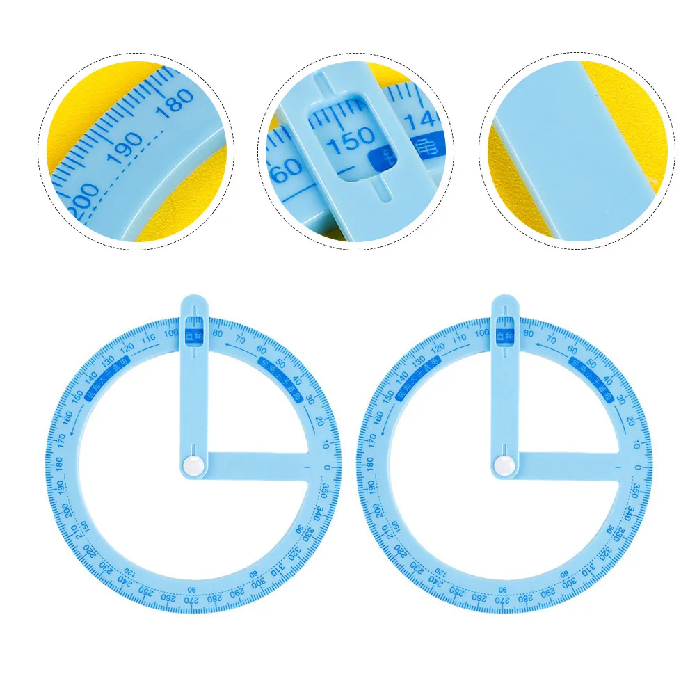 3Pcs Sliding Rocker Arm Protractor Teaching Aid Angle Learning Tool for Students Teachers School Supplies Plastic 360 Degree