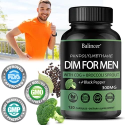 DIM FOR MEN Supplement Complex - BioPerine, CDG and Broccoli Sprouts - Lean Muscle Mass, Balanced Cholesterol and Liver Health