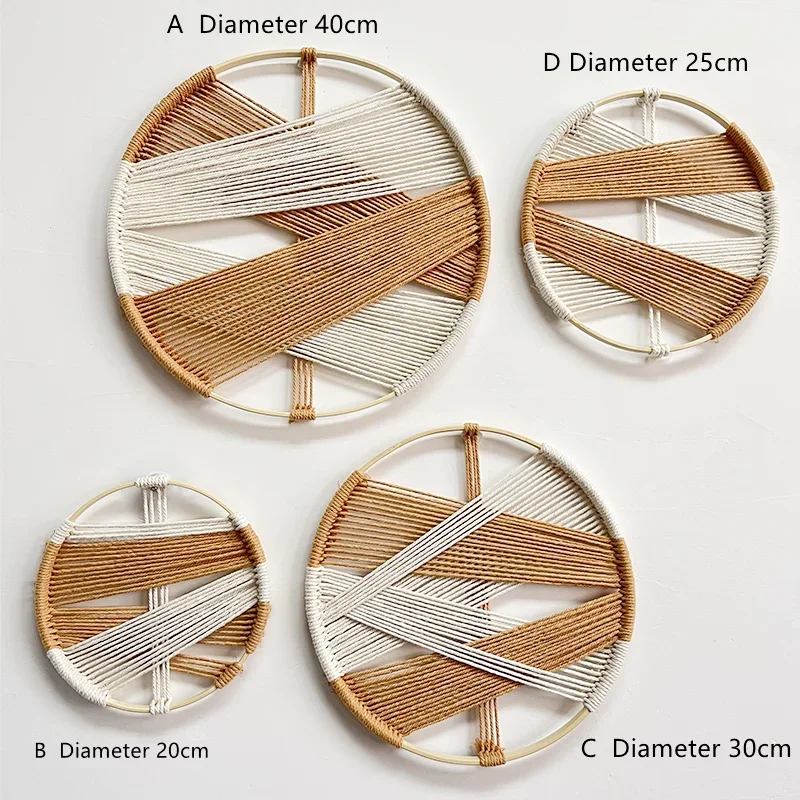 New Handmade Cotton Thread Hemp Rope Weaving Round Combination Wall Hanging Nordic Home Living Room Decorative Tapestry