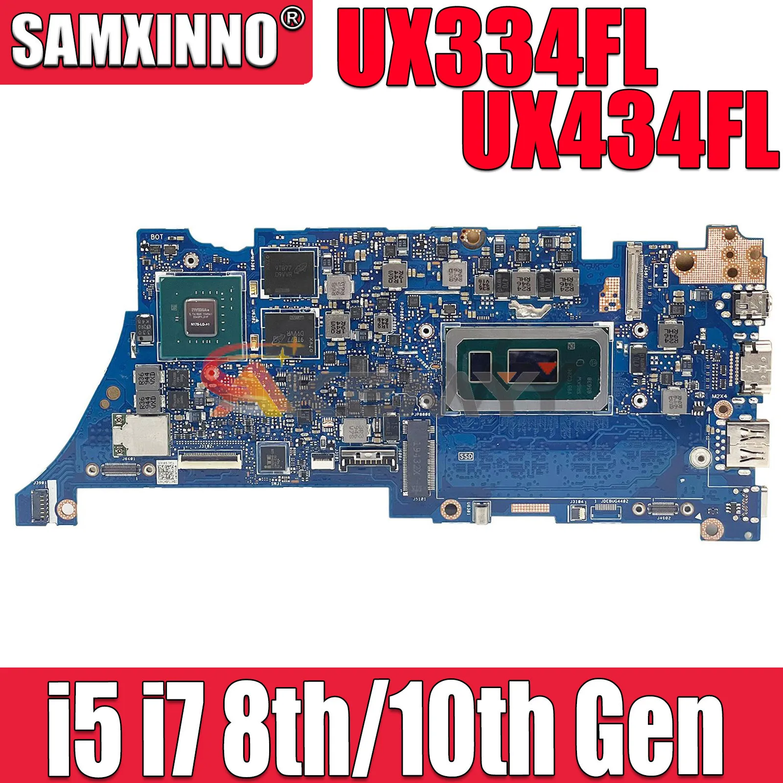 SAMXINNO UX334FA carte mère d\'origine avec I5 I7 8e 10e CPU 8GB 16GB RAM pour ASUS ZenBook 13 UX434FAC UX334F